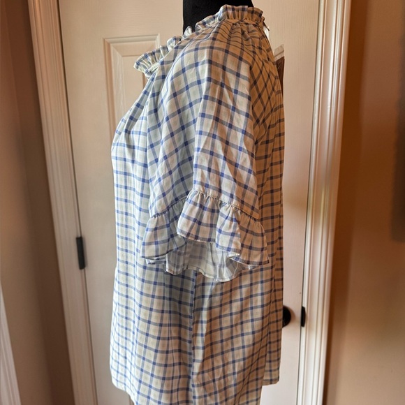 Philosophy Blue and White Checkered button up front Blouse NWT - Picture 11 of 11